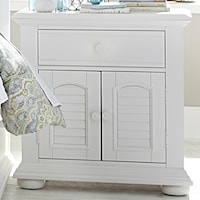 Louvered 2 Door 1 Drawer Night Stand