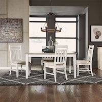 Farmhouse 5-Piece Rectangular Dining Set with Leaf Insert