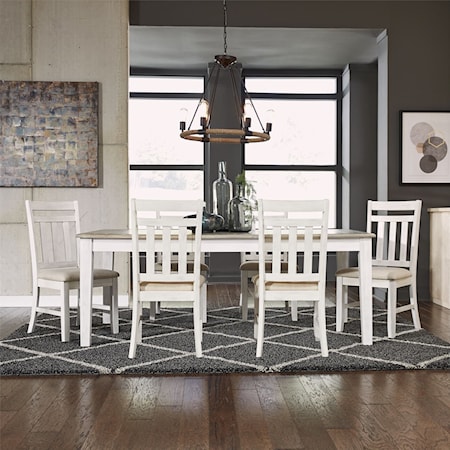 Farmhouse 7-Piece Dining Set with Leaf Insert
