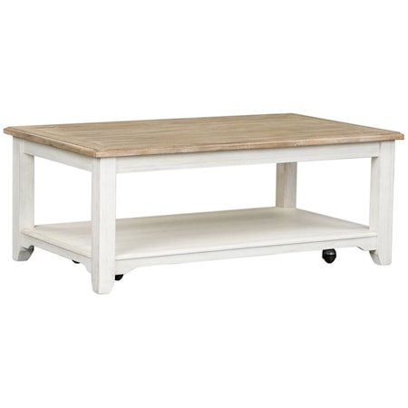 Cottage Style Two-Toned Rectangular Cocktail Table