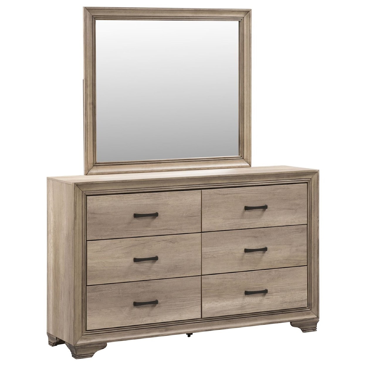 Liberty Furniture Sun Valley 6-Drawer Dresser with Landscape Mirror