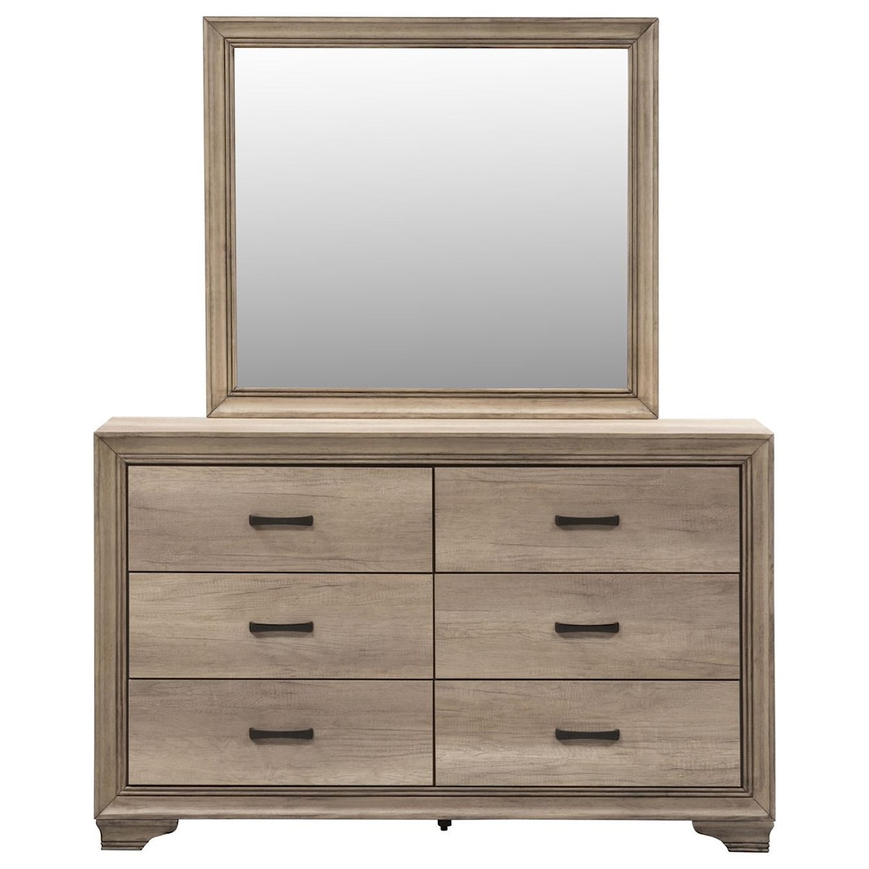 Liberty Furniture Sun Valley 6-Drawer Dresser with Landscape Mirror