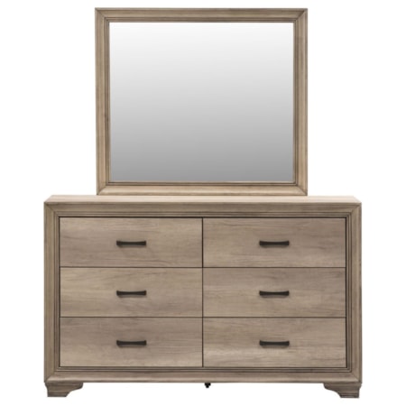 6-Drawer Dresser with Landscape Mirror