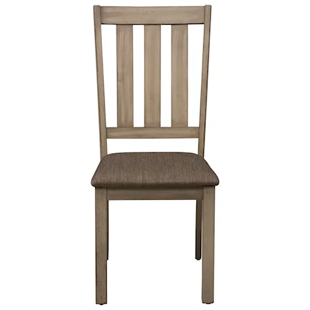 Slat Back Side Chair with Upholstered Seat