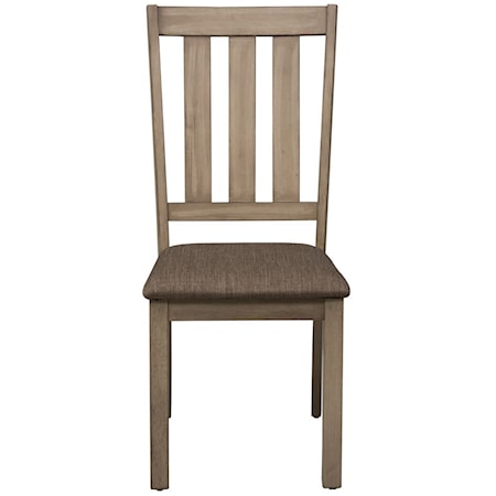 Farmhouse Slat Back Side Chair with Upholstered Seat