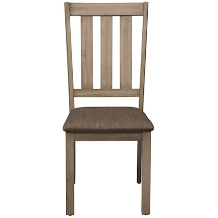 Slat Back Side Chair with Upholstered Seat