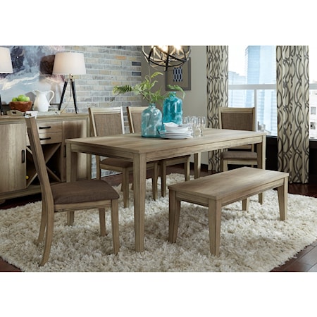 Farmhouse 6-Piece Dining Set with Bench