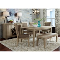 Farmhouse 6-Piece Dining Set with Bench