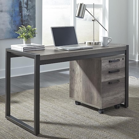 Contemporary Writing Desk with 3 Drawer File Cabinet