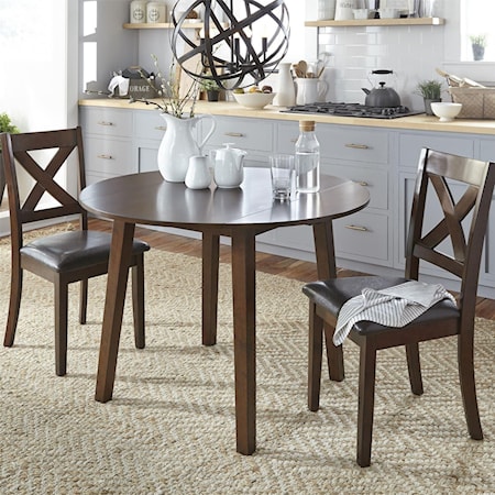 Transitional 3-Piece Round Table Dining Set