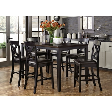 Transitional 7-Piece Counter-Height Gathering Table Dining Set