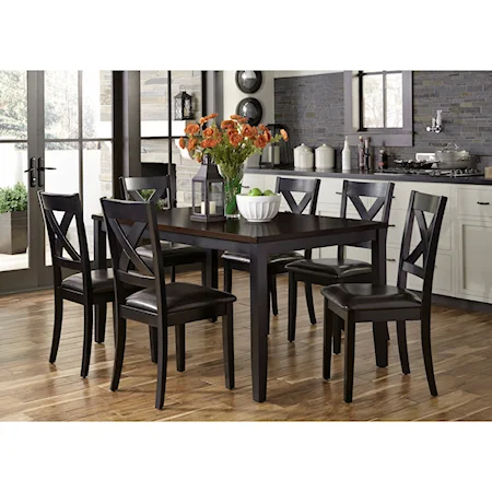 Transitional 7-Piece Rectangular Table Dining Set