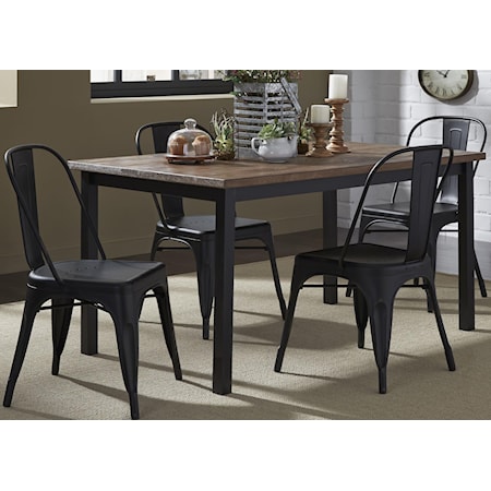 5-Piece Gathering Table and Bow Back Side Chair Set