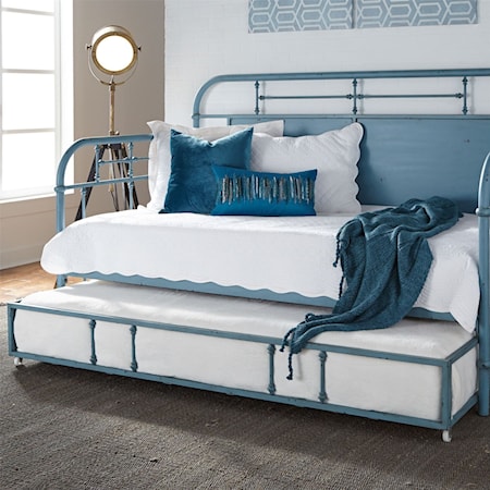 Twin Metal Trundle Daybed with Turned Spindles