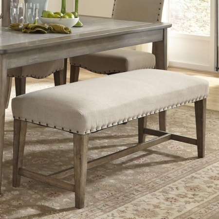 Rustic Casual Upholstered Bench with Nail Head Trim