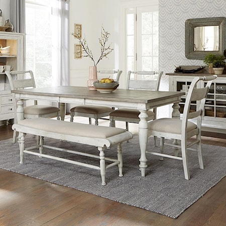 6 Piece Rectangular Table Set with Bench