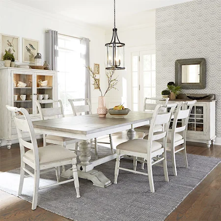 7 Piece Trestle Dining Room Table Set