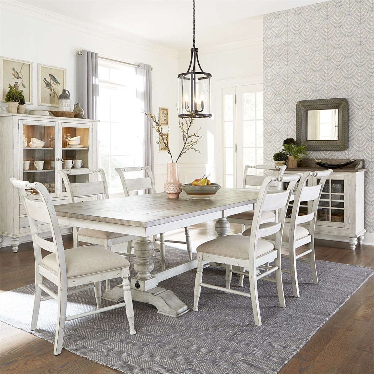 Libby Whitney 7 Piece Trestle Table Set