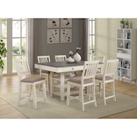 Cottage Style 7-Piece Pub Table and Chair Set with Storage