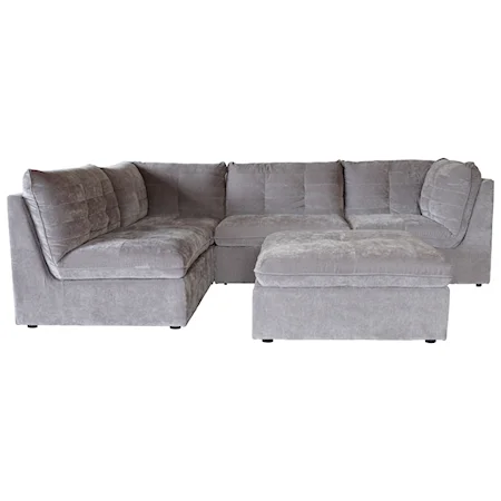 Modular Channel-Tufted Sectional with Floating Ottoman