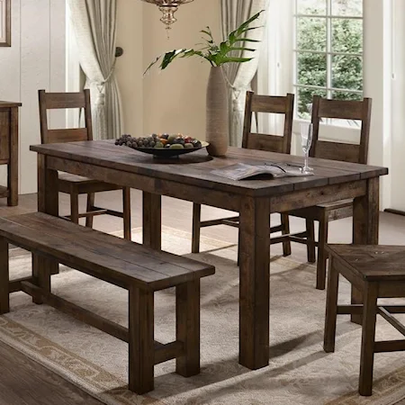 Rustic Dining Table with Thick Block Legs