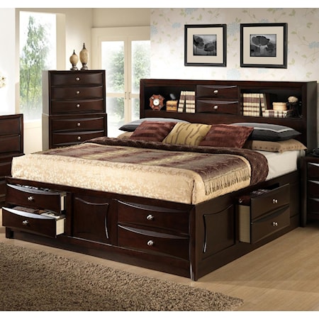 Queen Bookcase Bed with Storage