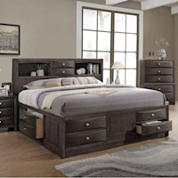 Queen Storage Bed w/ Bookcase Headboard