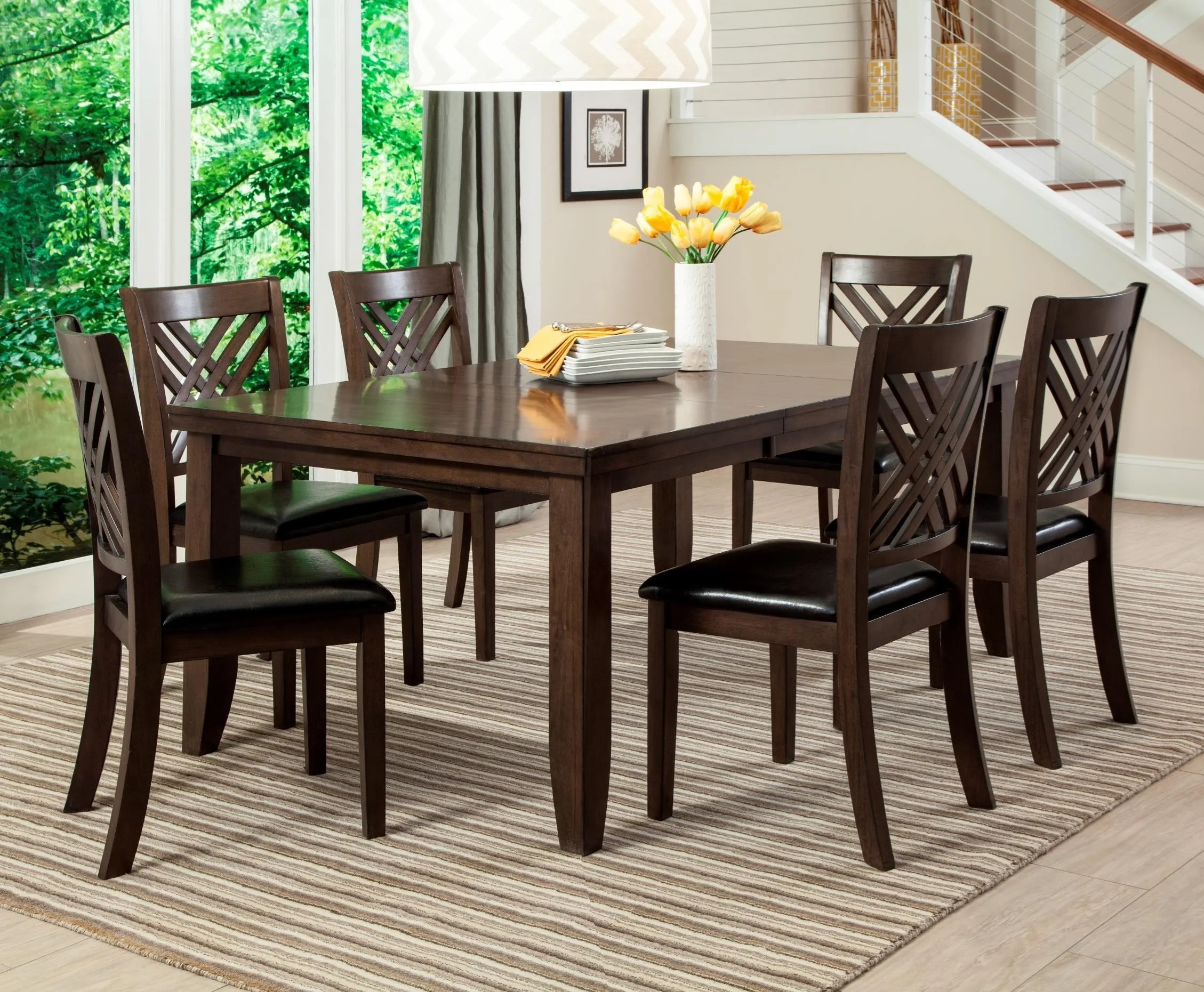 Lifestyle Cassidy C1632D-DTX-1BXX+6xDS2-BKXX 7 Piece Table & Chair Set ...
