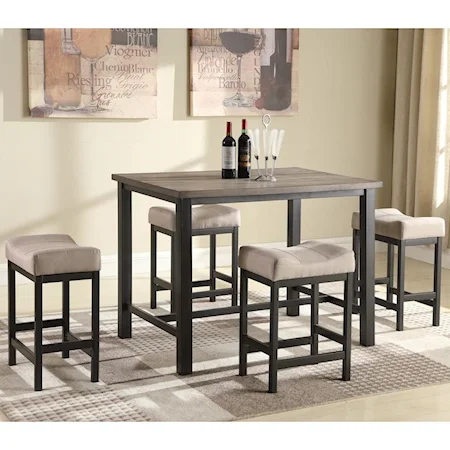 Counter Height Pub Table with 4 Backless Stools
