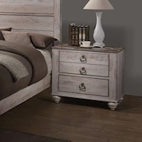 Casual Two Drawer Nightstand with Distressed Finish