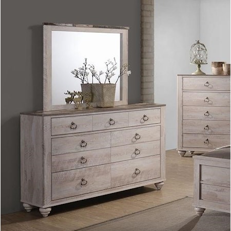 Dresser and Mirror Set