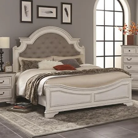 Queen Bed with Upholstered Tufted Headboard