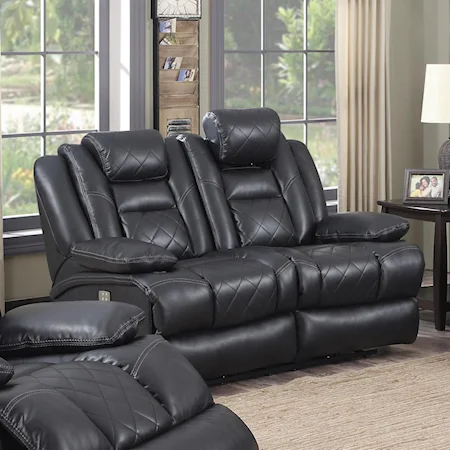 Power Reclining Loveseat with Plush Padding on Seat and Arms