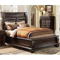 King Panel Bed w/ Upholstered Headboard