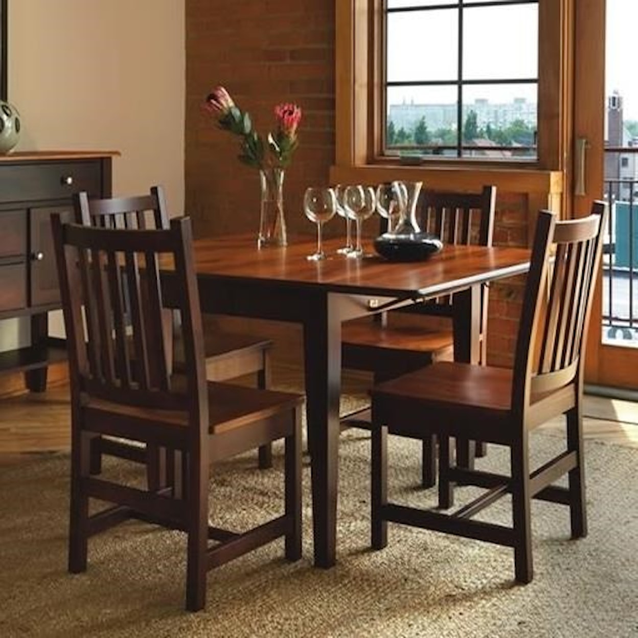 L.J. Gascho Furniture Saber Solid Maple Drop Leaf Table & Chair Set