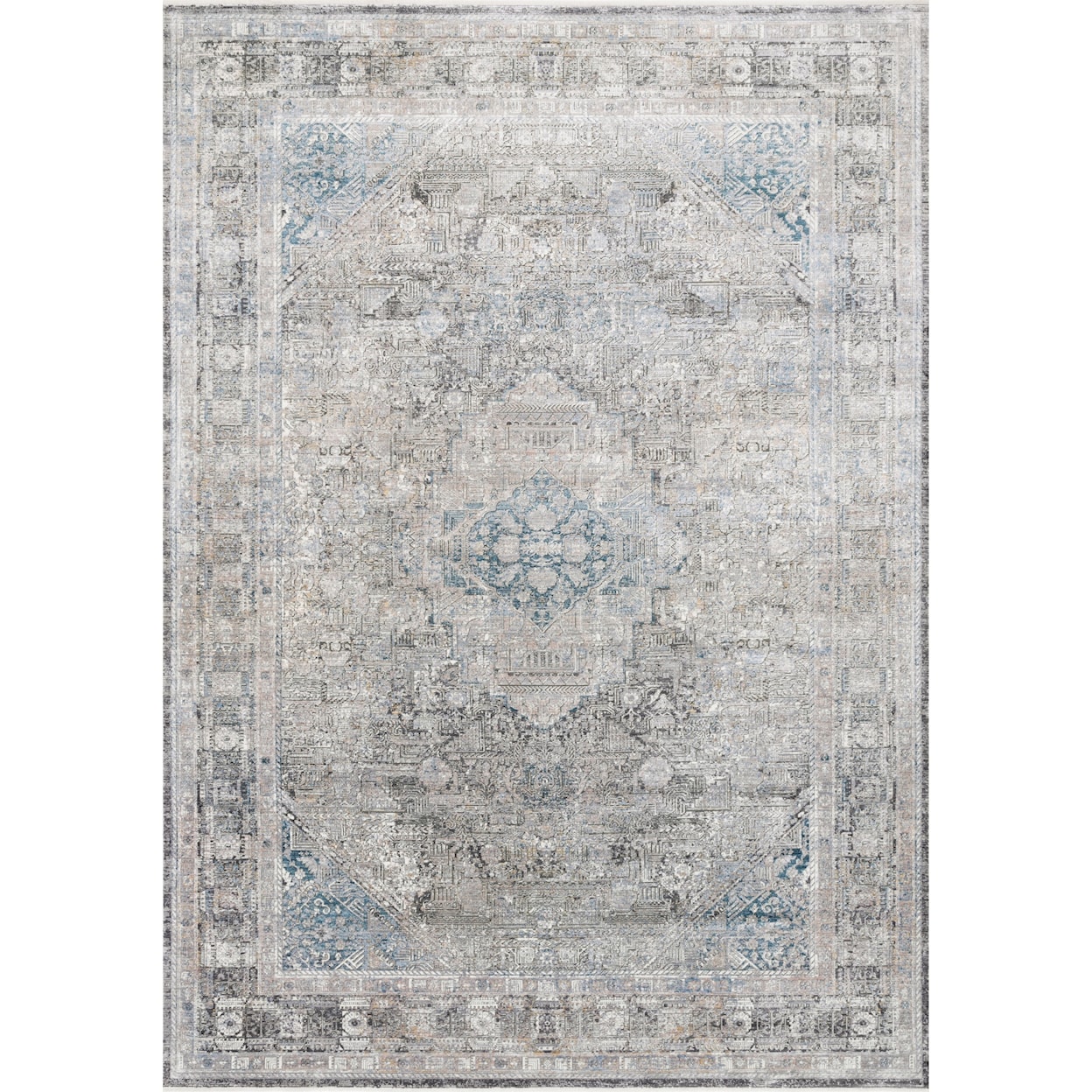 Reeds Rugs Gemma 1'6" x 1'6"  Silver / Blue Rug