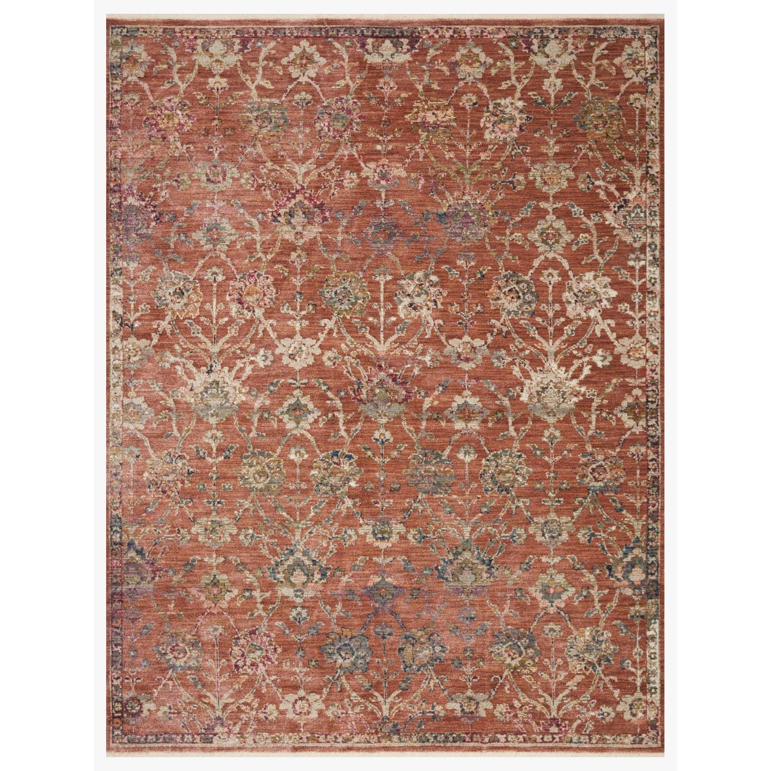 3'7" x 5'7" Terracotta / Multi Rug