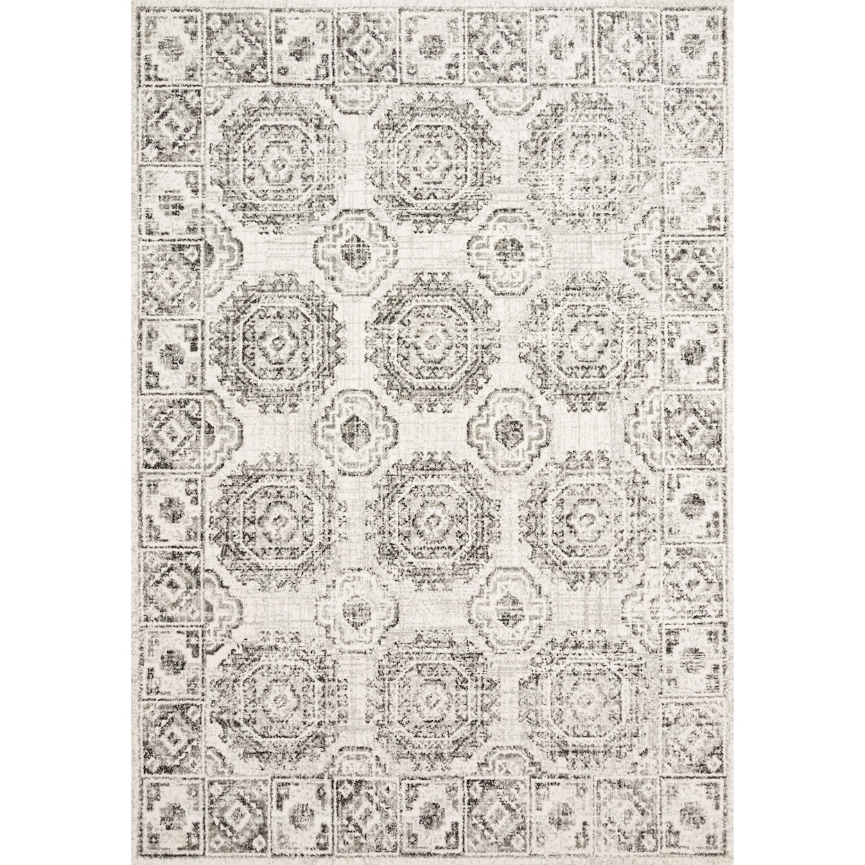 Loloi Rugs Joaquin 5'3" x 5'3" Round Ivory / Charcoal Rug