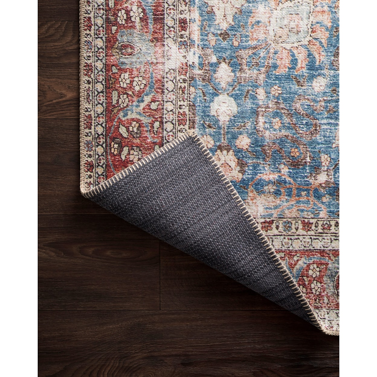 Reeds Rugs Loren 1'6" x 1'6"  Blue / Brick Rug