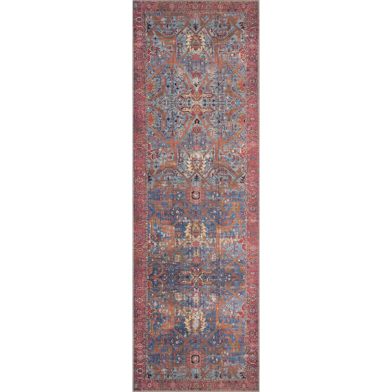 Reeds Rugs Loren 1'6" x 1'6"  Blue / Red Rug