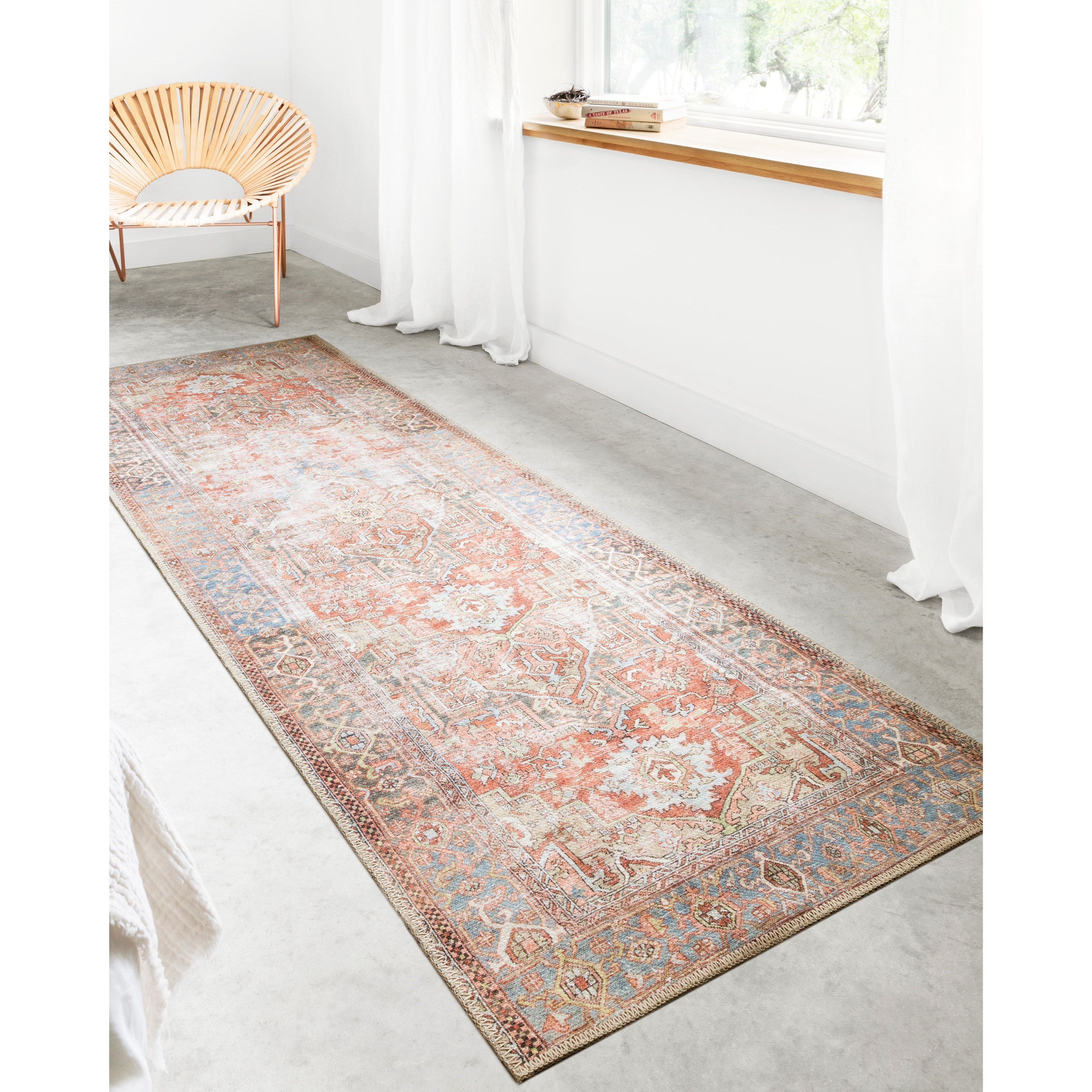 Loloi Rugs Loren 1'6" x 1'6"  Terracotta / Sky Rug