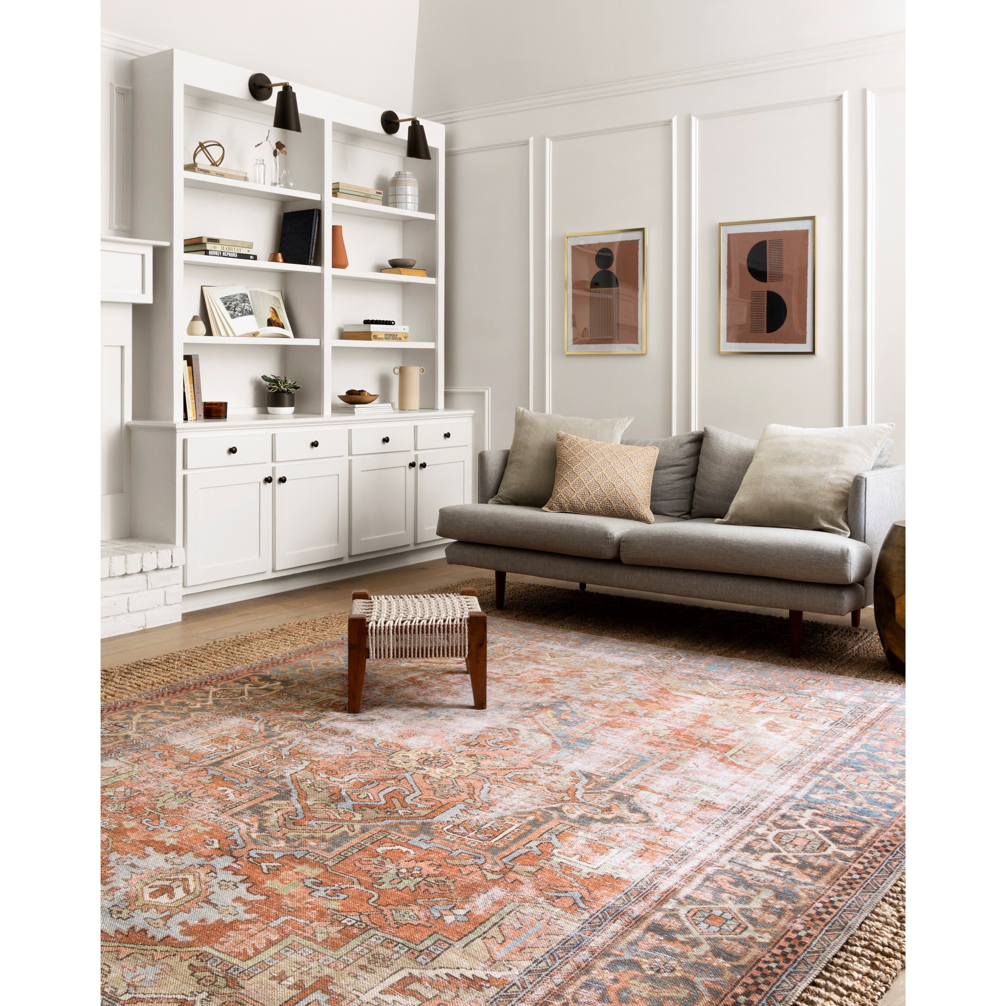 Loloi Rugs Loren 1'6" x 1'6"  Terracotta / Sky Rug