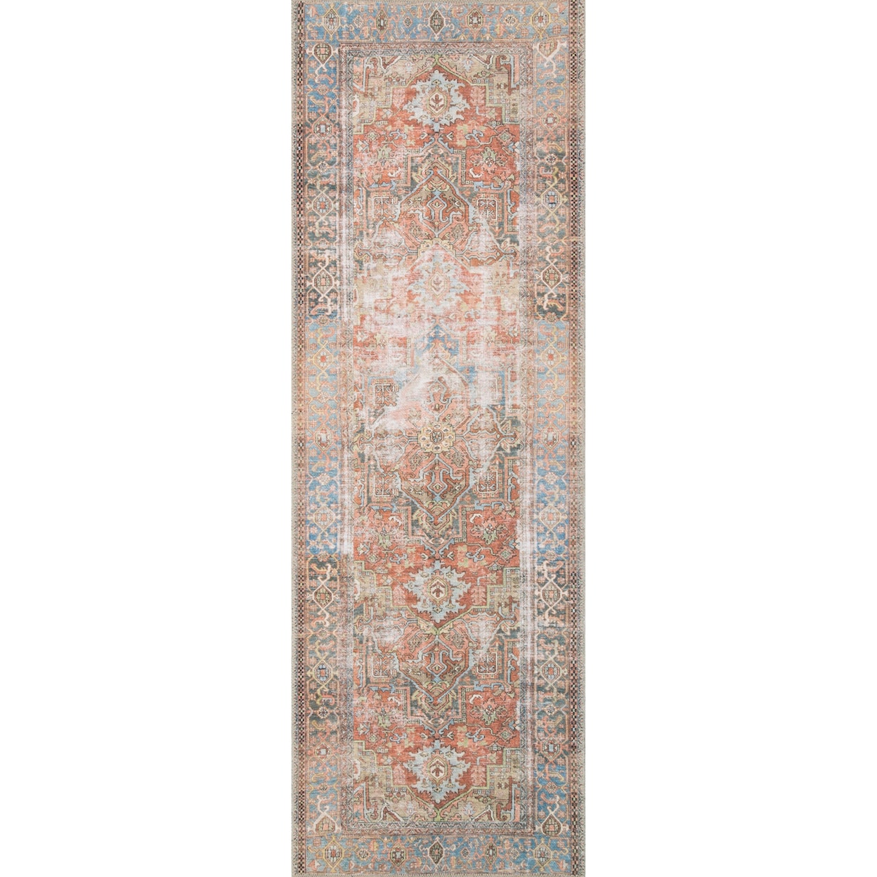 Reeds Rugs Loren 2'6" x 7'6" Terracotta / Sky Rug