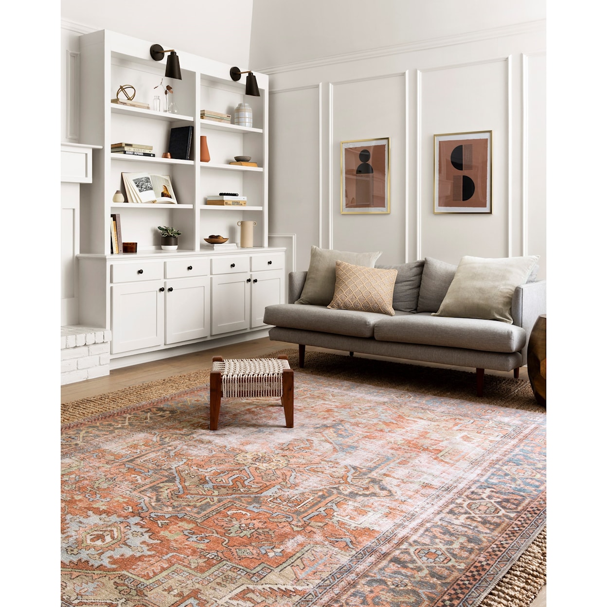 Reeds Rugs Loren 2'6" x 7'6" Terracotta / Sky Rug