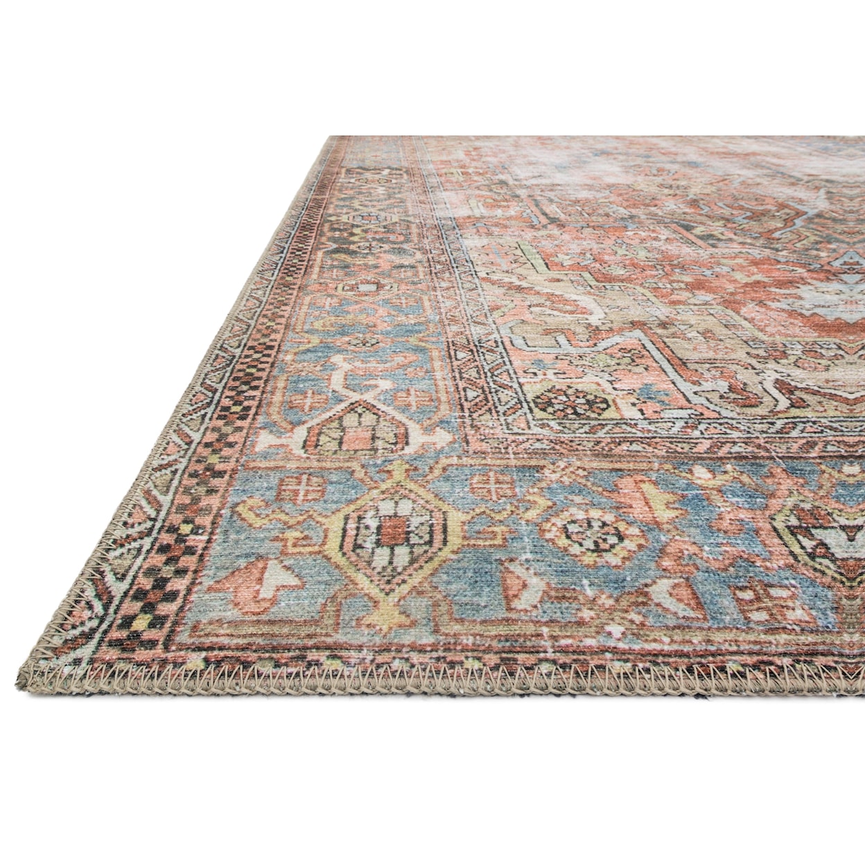 Loloi Rugs Loren 5'0" x 7'6" Terracotta / Sky Rug