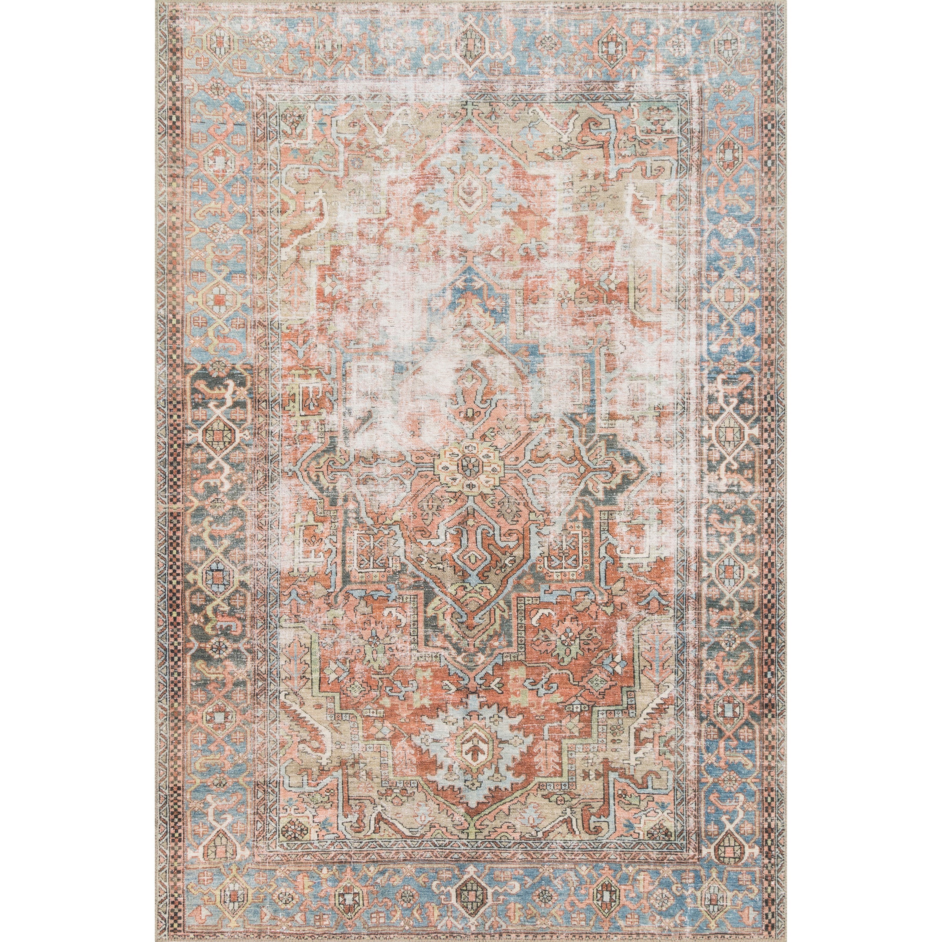 Loloi Rugs Loren 7'6" x 9'6" Terracotta / Sky Rug