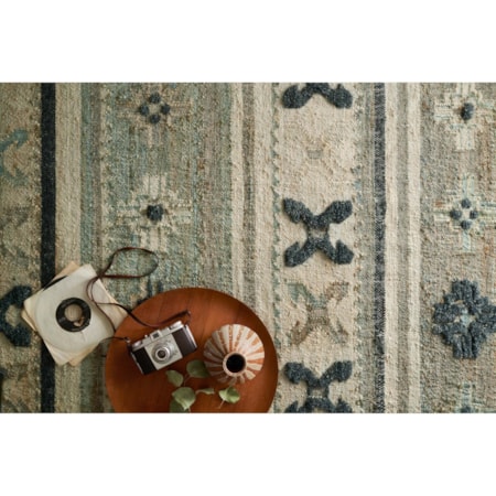 1'6" x 1'6"  Aqua / Ink Rug