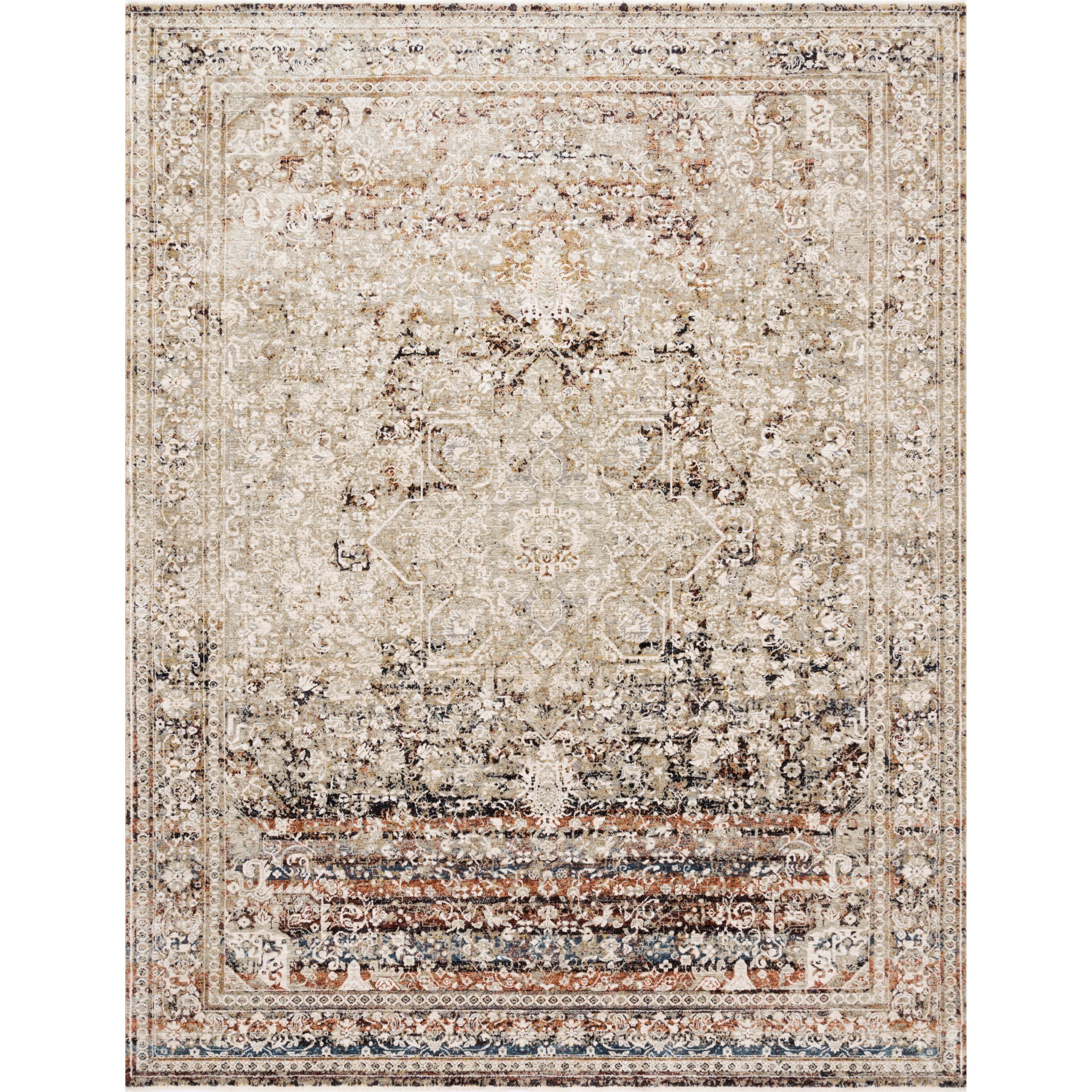 2'10" x 12'6" Taupe / Brick Rug