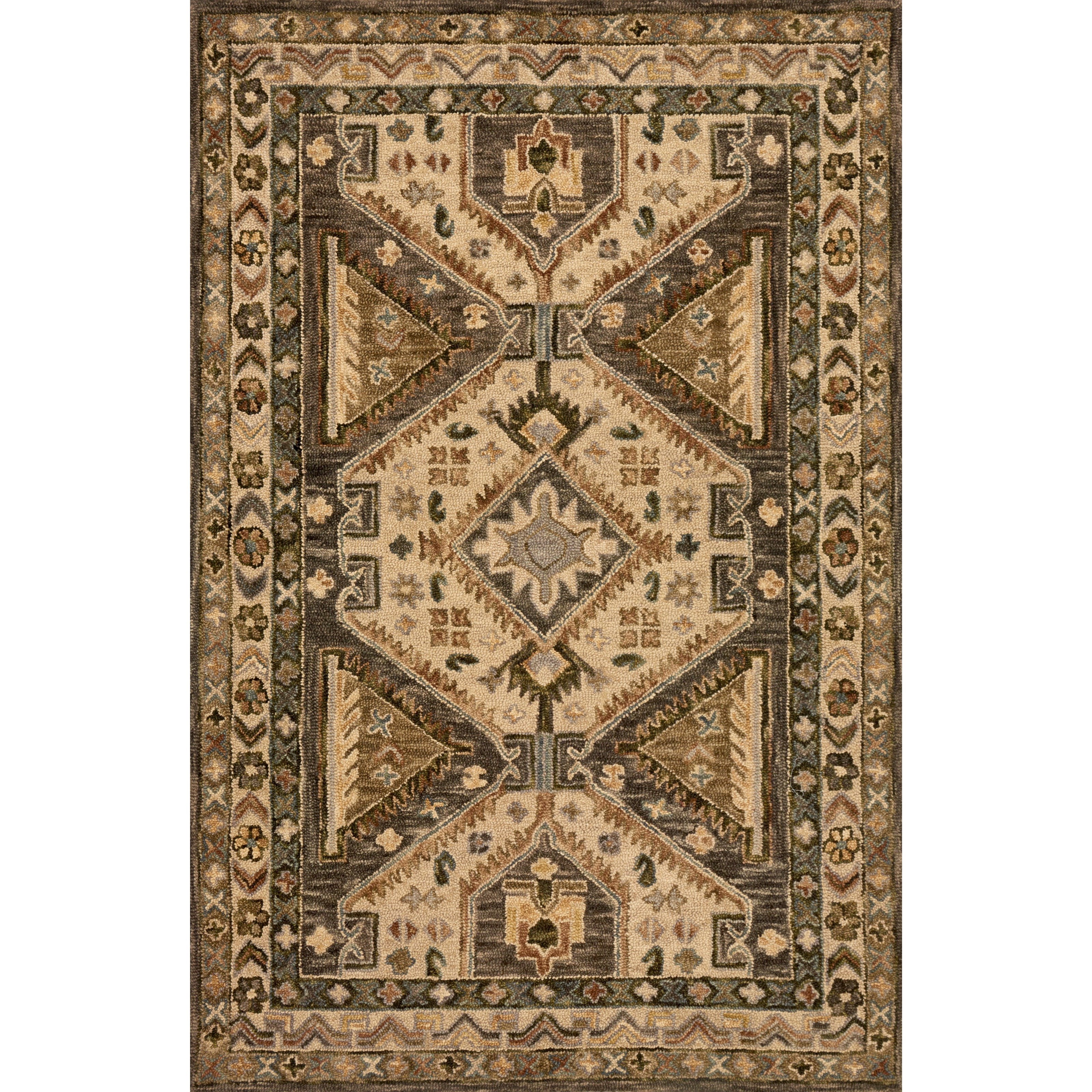 1'6" x 1'6"  Walnut / Beige Rug