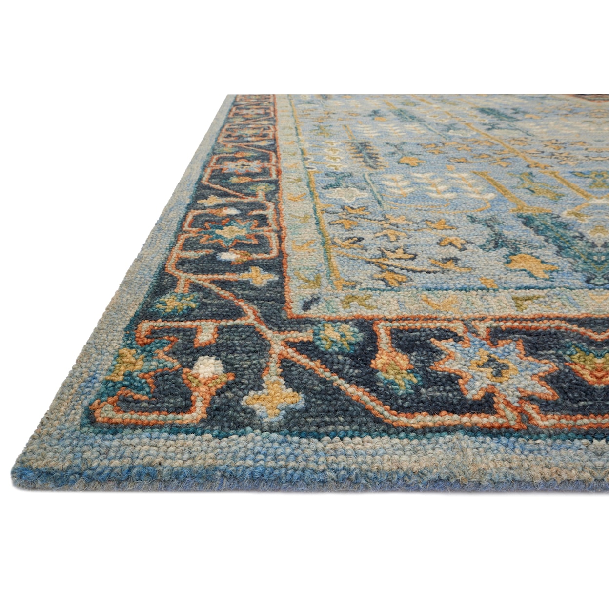 Reeds Rugs Victoria 1'6" x 1'6"  Lt Blue / Dk Blue Rug